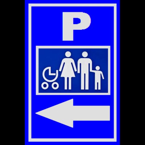 Placuta de parcare mama si copil cu sageata in stanga